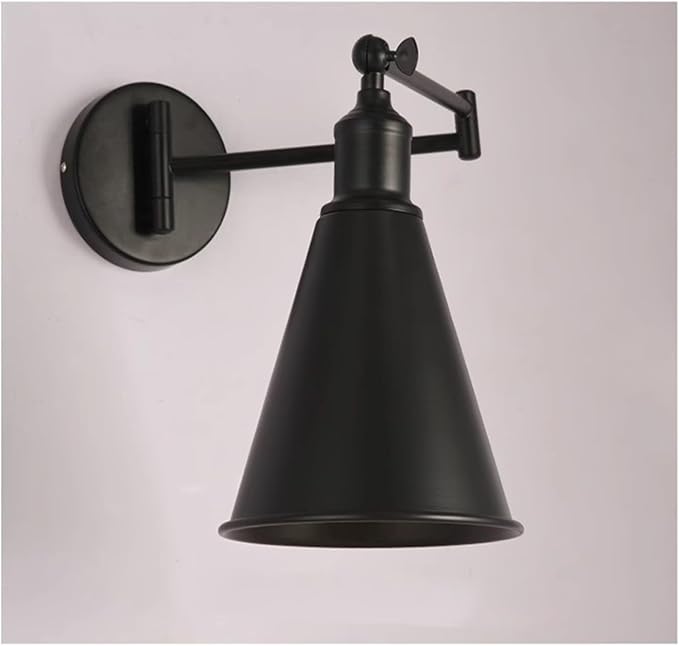 Folding Wall Lamp Retro Rocker Arm Wall Lamp Bedroom Bedside Lamp Iron Art Living Room Study Reading Wall Sconce Swing Arm Adjustable Vintage Wall Mount Light Sconce (Color : G-Black)