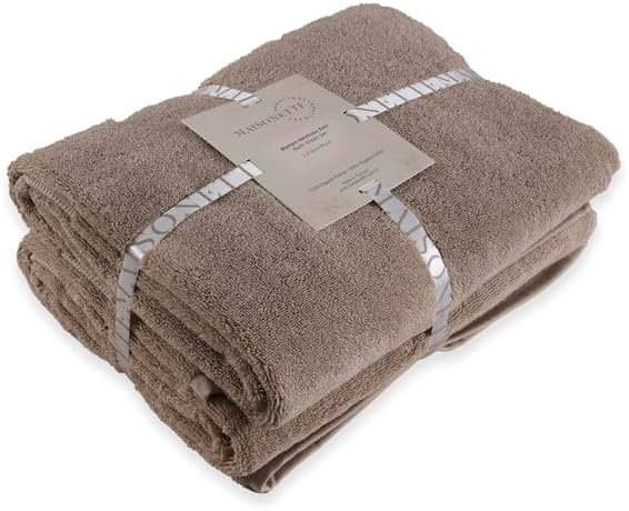 Maisonette Elegance 100% Organic Cotton Turkish Bath Towels, Soft & Absorbent, Ideal Quick Dry Large Luxury Bathroom Towel Set for Shower (30" x 58", 2 Pack) - Light Brown (Dune)