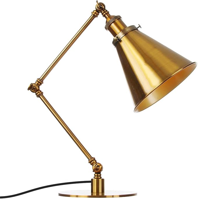 Makeup Vintage Desk Lamp, Industrial Metal Task Table Lamp with Adjustable Swing Arm, Bedroom Bedside Night Light Cafe Antique Reading Lighting,Gold