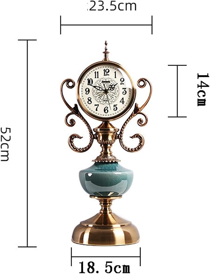 SUNESA Table Clock Clock Table Clock Living Room Decoration Retro Home Desktop Clock Fashion Table Clock Desk Clock (Color : Brass)