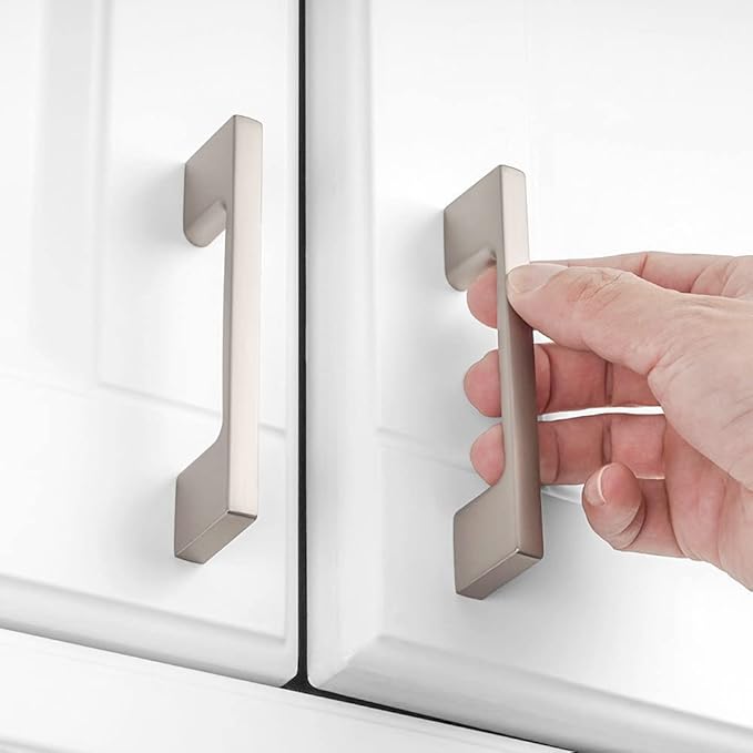 KOOFIZO 10 Pack 3 Inch Brushed Nickel Kitchen Cabinet Pulls Stain Nickel Cabinet Handles Silver Cabinet Hardware for Kitchen Cabinets Drawer P01 Dresser Cupboard Bedroom Bathroom