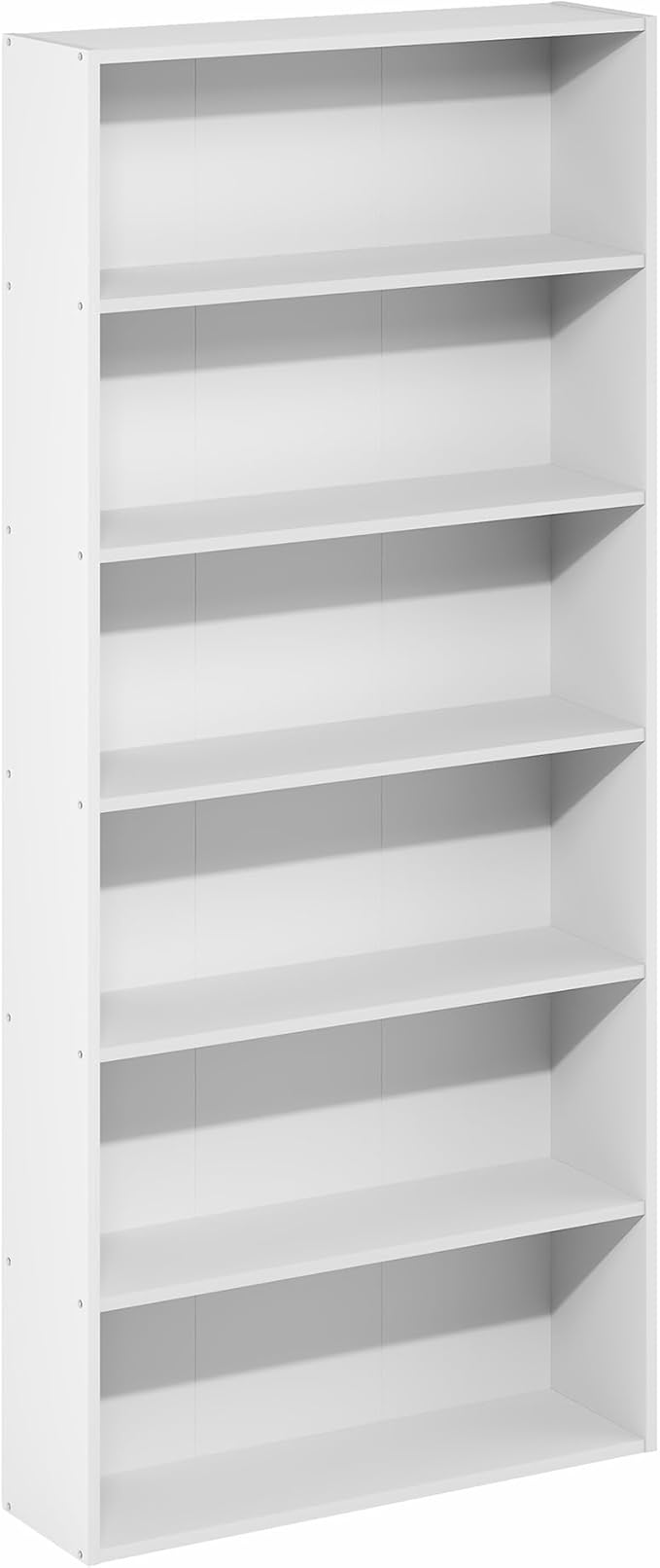 Furinno Basic Book Shelf, 6-Tier Bookcase with Open Shelf, Bookshelf, Cube Storage Organizer, 7 x 24 x 53, for Living Room, Bedroom, Home Office, White