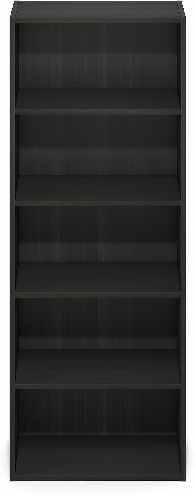 Furinno Basic Book Shelf, 5-Tier Bookshelf, Storage Organizer Bookcase with Open Shelf, 11 x 17 x 44, for Living Room, Bedroom, Home Office, Espresso