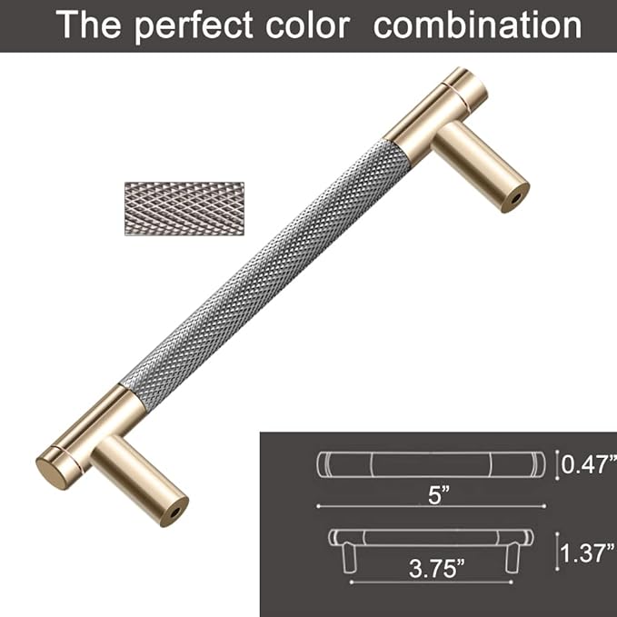 12 Pack 3 3/4 Inch 96 mm Barrel Cabinet Pulls Gold and Grey Cupboard Aluminum Handles Drawer Pull Cabinet Handles