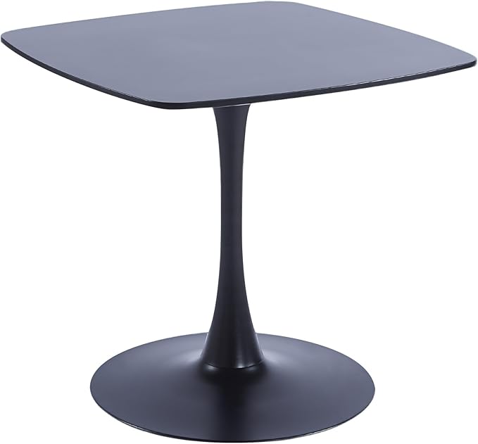 31.5 Inch Black Square Dining Table, Mid Century Tulip Table for 2-4 People,Kitchen Dining Table with MDF Tabletop and Pedestal Base