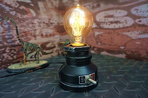 Loft Style Lamp,Corporal Black Steampunk Industrial Vintage Style, Water Pipe Table Desk Light with Dimmer, Aged Rustic Metal (Black) Replace The Bulb with dimmable Bulbs only