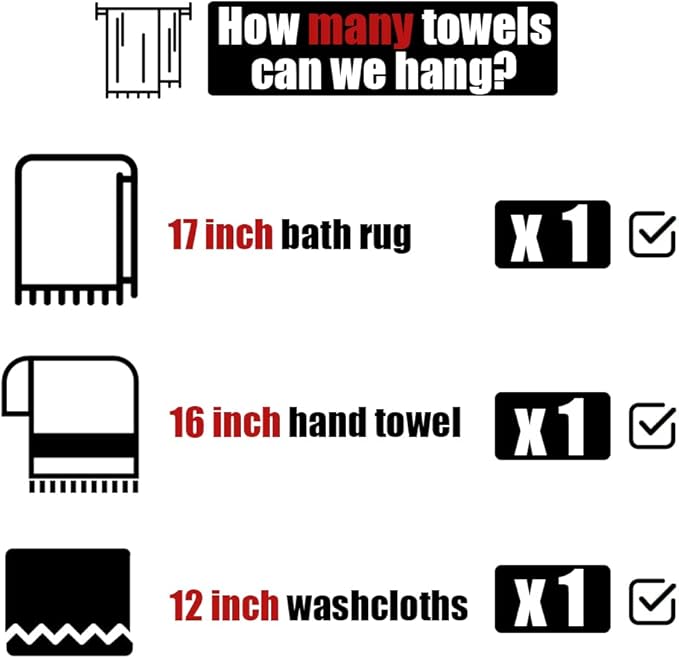 JQK Black Towel Bar, 20.5 Inch 304 Stainless Steel Thicken 0.8mm Towel Rack Bathroom, Towel Holder Matte Black Wall Mount, Useable Length 18 Inch, TB110L18-PB