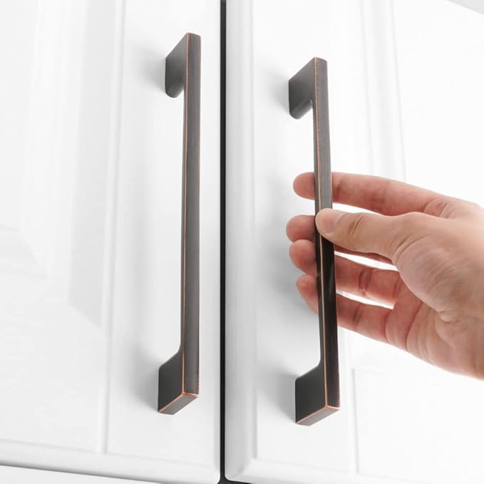 KOOFIZO 10 Pack 6-1/4 Inch Oil Rubbed Bronze Kitchen Cabinet Pulls Rubbed Bronze Cabinet Handles Bronze Cabinet Hardware for Kitchen Cabinets Drawer P01 Dresser Cupboard Bedroom Bathroom
