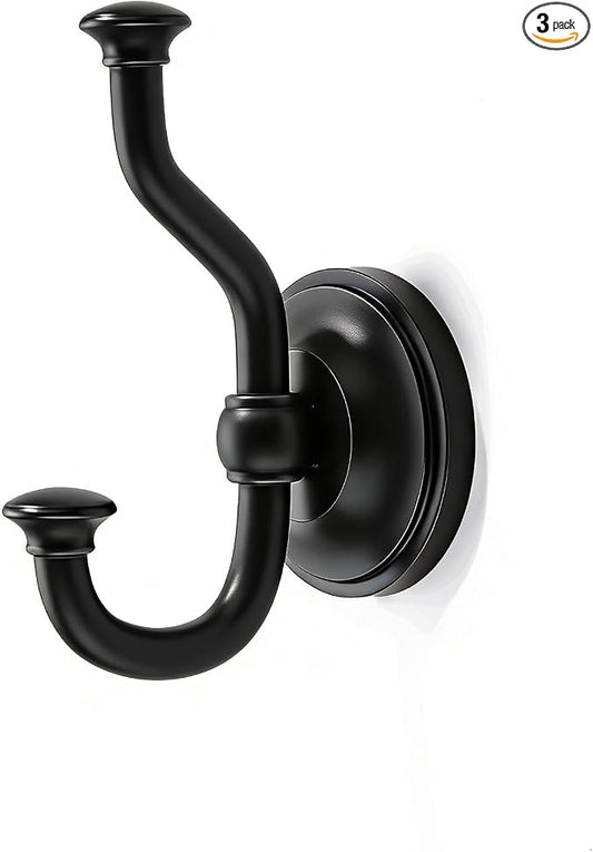 khtumeware 3 Pack 4-1/2 inch Zinc Alloy Vintage Wall Black Large Coat Hooks Suitable for Tile, Wood Board, Glass Walls, Bathroom, Entrance Hall, Kitchen, Multi-Functional Robe Hooks