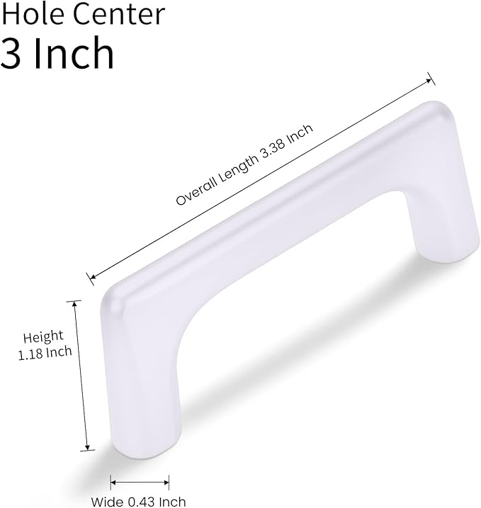Lardmon 10 Pack Matte White Modern Cabinet Pulls 3 Inch(76mm) Hole Center Timeless Drawer Pulls Vanity Pulls Classic Solid Kitchen Cabinet Handles Hardware for Dresser, 3.4 Inch(86mm) Total Length
