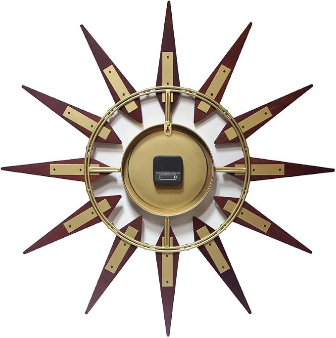 Infinity Instruments Orion Starburst Wall Clock Mid Century Modern 30 inch Large Mid Century Modern Clock Mid Mod Decor Living Room Dining Room Bedroom Retro Quartz Movement