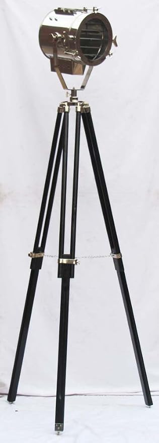 THOR INSTRUMENTS Retro Studio Spot Lamp Floor Tripod Searchlight, Chrome, 185 cm