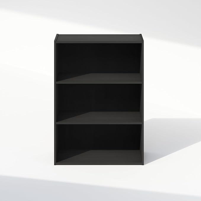 Furinno Simple Book Shelf, 3-Tier Bookshelf, Storage Shelves Bookcase, 9.7 x 23.7 x 31.5, for Living Room, Bedroom, Home Office, Americano