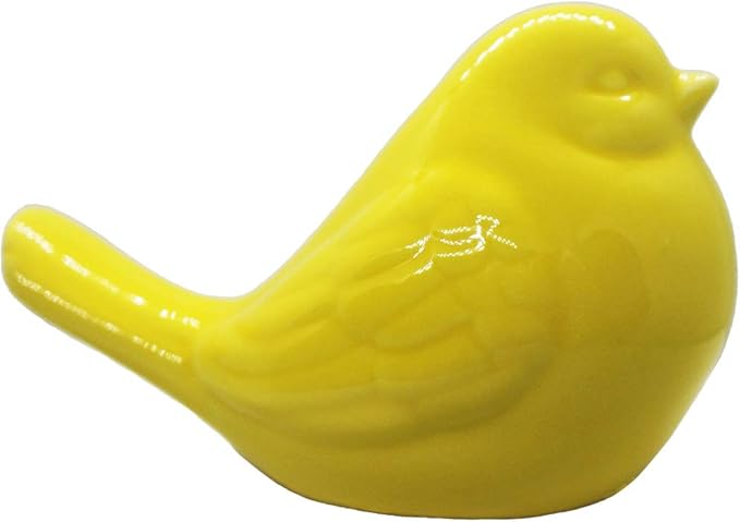 NEW Yellow Bird Figurine, Ceramic Chubby Bird Figure Cottage Animal Bird Statue Decorations for Home Garden Decor Accents