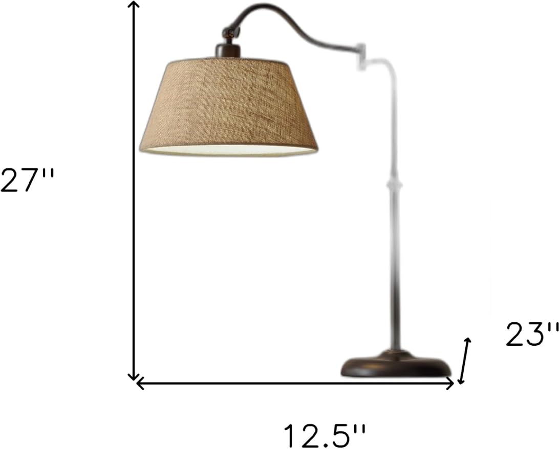 HomeRoots Dark Bronze Metal Swing Arm Adjustable Table Lamp