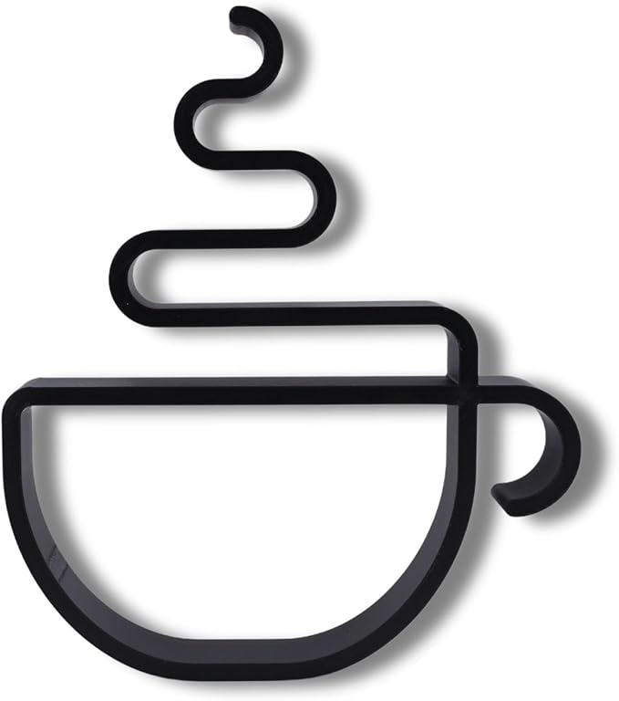 Coffee Sculpture – Minimalist Decorative Accent for Caffein Lovers & Modern Home Decor | Collectible Design (Hot Coffee Cup Matte Black)