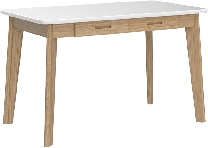IOTXY Solid Wood Writing Desk - Home Office Workbench Desk with Drawer, 39.37" Width Laptop Computer Work Study Table in White