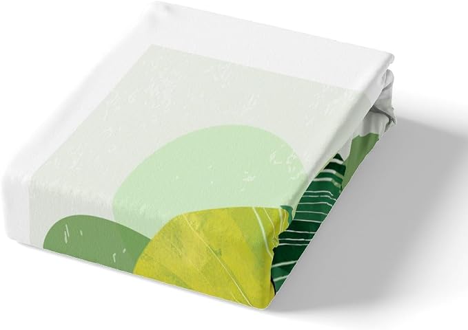 Erosebridal Green Modern Bed Set Mid Century Duvet Cover, Hippie Minimalist Bedding Set Queen Abstract Leaves Comforter Cover, Aesthetic Geometric Bed Cover White Bedroom Decoration (Zipper Closure)