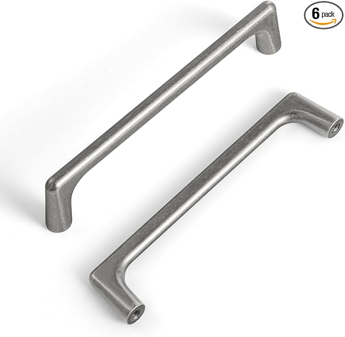 Goo-Ki Antique Silver Cabinet Pullls with 5 ''（128mm Hole Centers- Retro Style Zinc Alloy Cabinet Handles for Dresser,Wardrobe,Cupboard-6 Pack