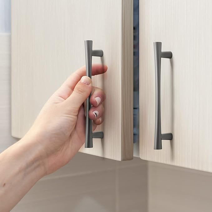YAGU 5 Pack Black Nickel Cabinet Handles, 3-3/4 Inch (96mm) Hole Center, Kitchen Drawer Pulls Zinc Alloy Furniture Dark Gray Hardware for Cupboard Dresser Wardrobe Closet