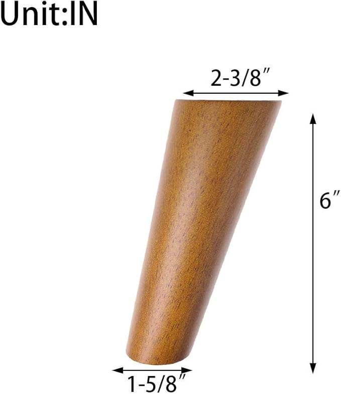 Round Solid Wood Furniture Legs Sofa Replacement Legs Perfect for Mid-Century Modern/Great IKEA hack for Sofa, Couch, Bed, Coffee Table (6 Inches,Set of 4, Walnut Color)