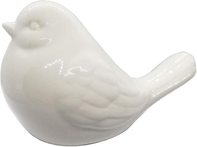 New White Bird Figurine, Ceramic Chubby Bird Figure Cottage Animal Bird Statue Decorations for Home Garden Decor Accents