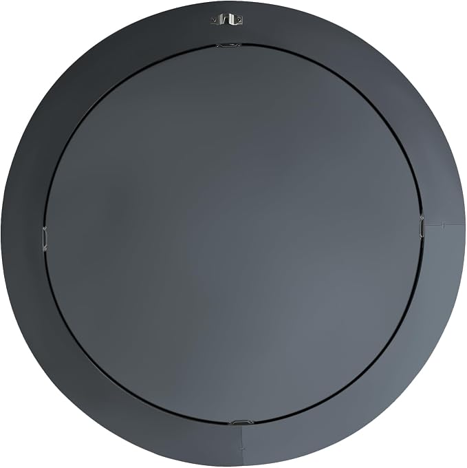 WAMIRRO Gold Round Wood Wall Mount Mirror, 24 Inch Hand Carved Solid Wood Frame Circle Mirror, Farmhouse Boho Decor for Living Room, Bathroom, Bedroom, Hallway & Entryway