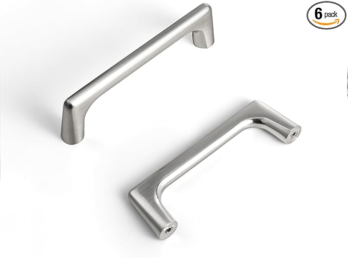Goo-Ki Satin Nickel Cabinet Pulls with 3'' Hole Centers, Modern Style Zinc Alloy Cabinet Handles for Dresser,Wardrobe,Cupboard- 6 Pack