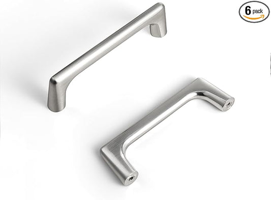 Goo-Ki Satin Nickel Cabinet Pulls with 3'' Hole Centers, Modern Style Zinc Alloy Cabinet Handles for Dresser,Wardrobe,Cupboard- 6 Pack