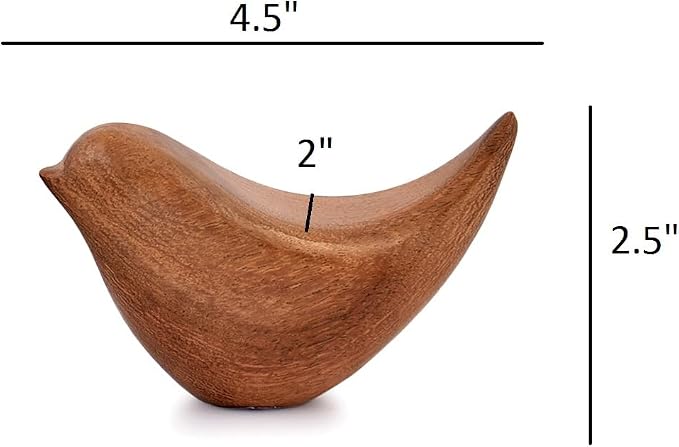 NIRMAN Acacia Wood Bird Statues Set Home Décor Bird Sculpture for Living Room, Bathroom, Office Modern Style Birds Decorative Ornaments (Set of 2) (4.5" x 2" x 2.5")