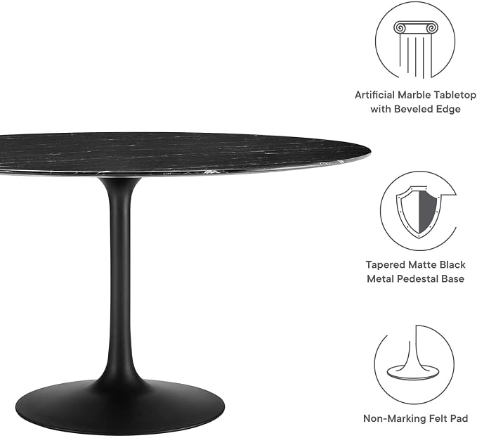 Modway Lippa Dining Table, 54", Black Black