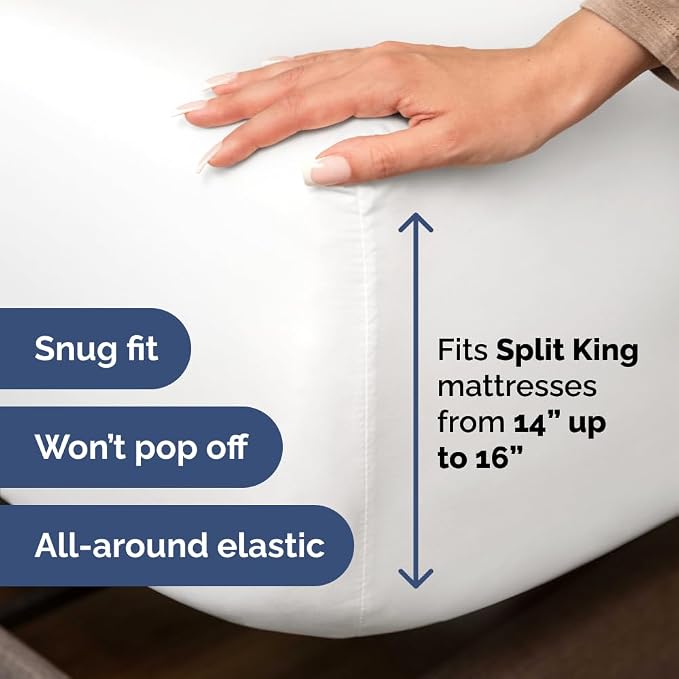 Flex Top Split Head King 4 Piece Sheet Set - Ultra-Soft, Breathable & Cooling Bed Sheets Set - Hotel Luxury Bedding for Women & Men with Deep Pockets - Wrinkle Free & Fade Resistant - Oeko-Tex - White