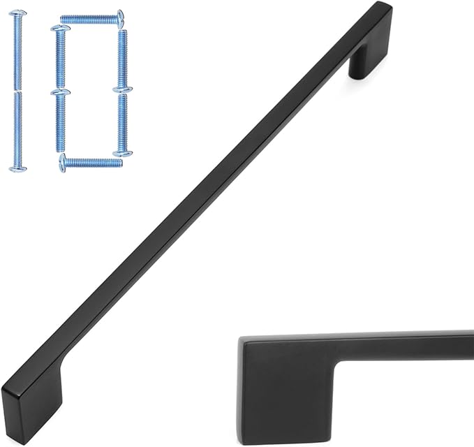 KOOFIZO 10 Pack 8-4/5 Inch Matte Black Kitchen Cabinet Pulls Black Cabinet Handles Black Cabinet Hardware for Kitchen Cabinets Drawer P01 Dresser Cupboard Bedroom Bathroom