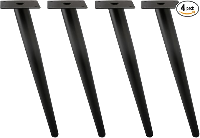 Oblique Furniture Leg 14 Inch, Slant Tapered Metal Coffee Table Legs 4pcs, Mid Century Modern Sofa Cabinet Feet Black for Home DIY Project