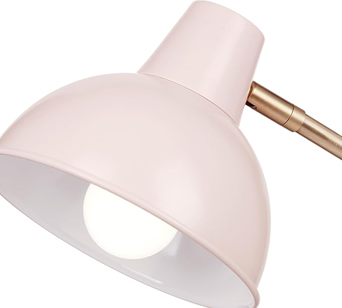 Globe Electric 67339 16 Inch Pink Desk Lamp with Gold Arm, in-Line On/Off Switch, Reading Light, Ideal for Bedroom, Dorm and Office