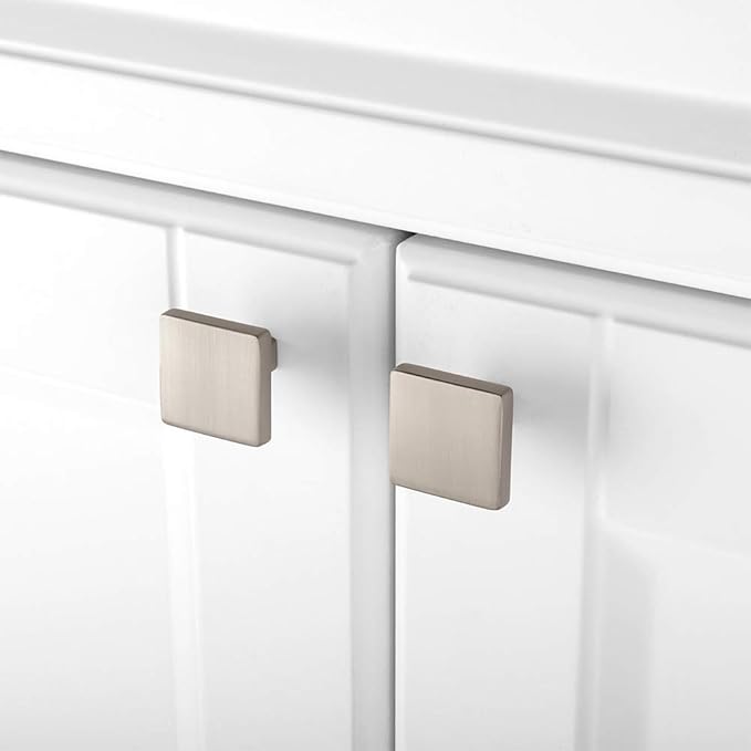 KOOFIZO 30 Pack Brushed Nickel Cabinet Knobs Stain Nickel Drawer Knobs K03 Square Single Hole Cabinet Pulls for Cabinets Drawer Dresser Cupboard Bedroom Closet Bathroom Vanity