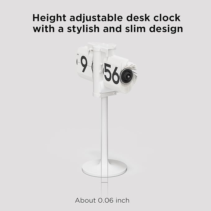 mooas Standing Height Adjustable Flip Desk Clock (Black), Retro Vintage Analog Design Flip Clock Standing Clock Battery Operated, for Home Living Room Office School Hotel