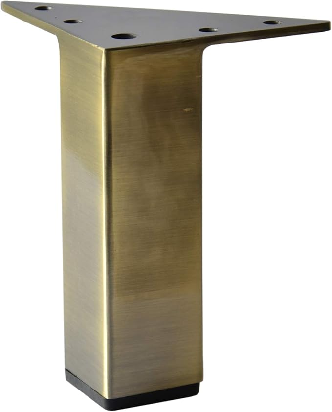 Antique Brass 5 Inch Square Metal Furniture Legs Sofa Couch Cabinet Feet Replacement Bookcase Bathroom Vanity Legs Set of 4 pc