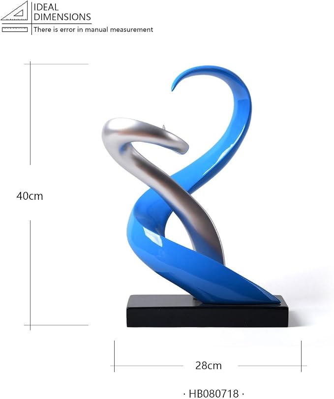 HAUCOZE Modern Sculpture Decor Abstract Flame Figurine Home Art Table Centerpiece Gift for Bedroom Living Room Polyresin 17.7 Inch
