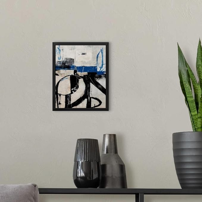 CANVAS ON DEMAND Twisted Emotions Black Float Framed Canvas Wall Art Print by Erin Ashley, Abstract, Contemporary, Home Decor, Modern Abstract, Artwork,8" x10in