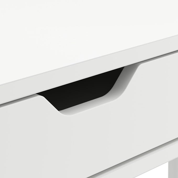 Bush Home Nora 54W Writing Desk with Storage in Pure White | Large Wooden Computer Table for Home Office, Study Room, or Entryway