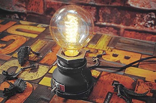 Loft Style Lamp,Corporal Black Steampunk Industrial Vintage Style, Water Pipe Table Desk Light with Dimmer, Aged Rustic Metal (Black) Replace The Bulb with dimmable Bulbs only