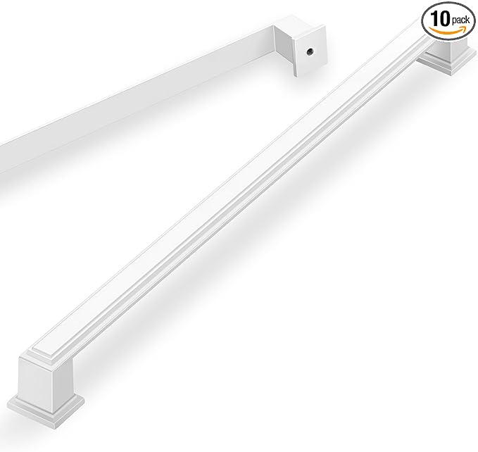 10 Pack 12.6 Inch(320mm) Hole Center Matte White Modern Cabinet Pulls Kitchen Cabinet Handles Kitchen Cabinet Hardware Timeless Drawer Pulls for Dresser Cupboard Wardrobe, Matte White(12.6x10)