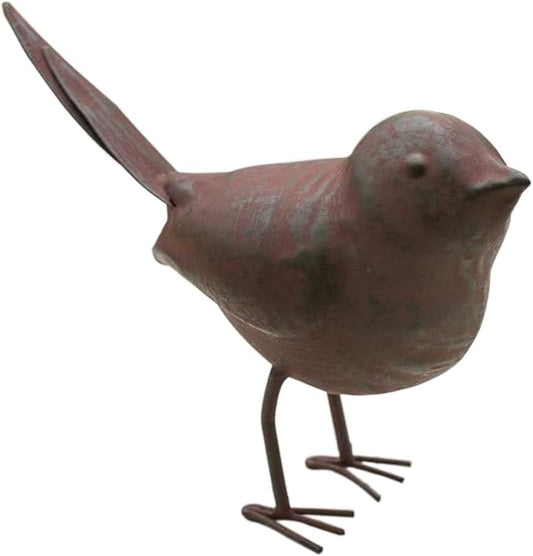 Decorative Small Cute Songbird Song Bird Statue Figurine Home Décor, 5.5" x 4" x 2", Rust/Brown (1)