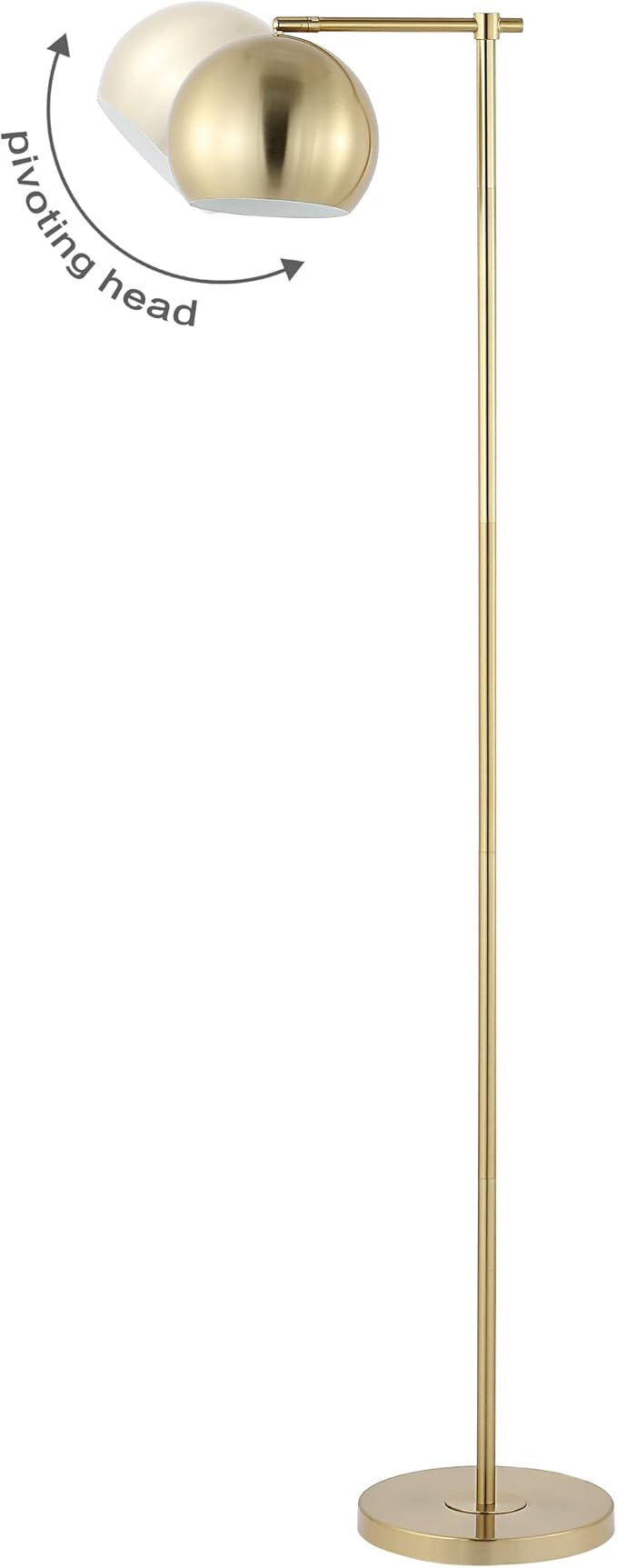 JONATHAN Y 58.5" Brass Gold Modern Contemporary Iron Floor Lamp, Minimalist Metal Globe Shade, Mid-Century Standing Light for Living Room Bedroom, LED Bulb Included JYL3088A