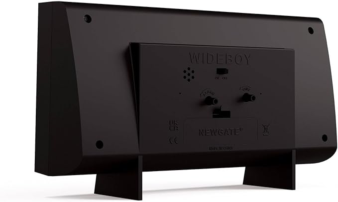 NEWGATE® Wideboy Alarm Clock | Rectangular Retro Design | Black | Mid-Century dial | Ideal for Bedside, Desk, Mantel or Shelf | Retro Bedroom & Office Accessory