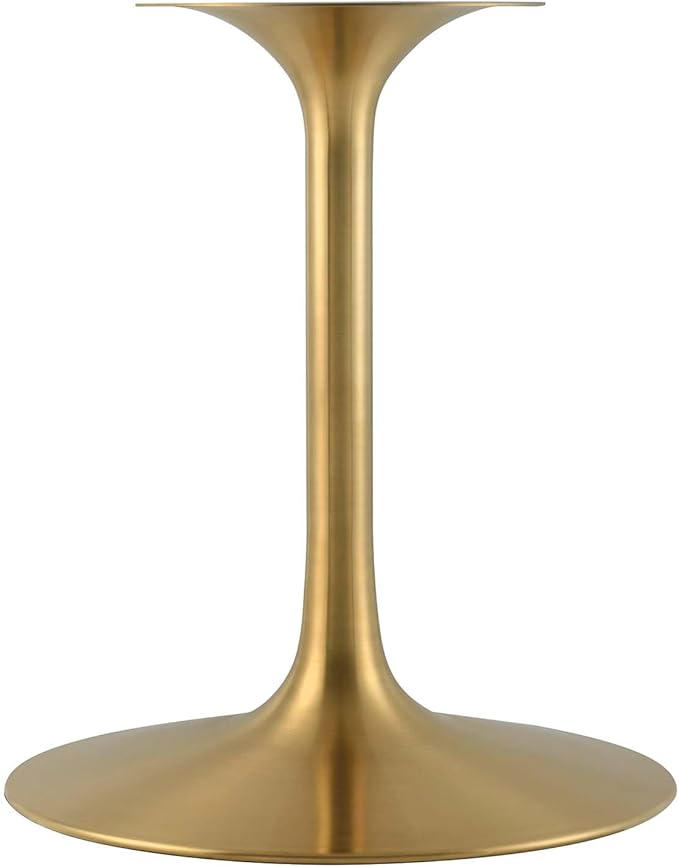 Modway Lippa 48" Round Artificial Dining Table with Tapered, Metal Base, Gold Travertine