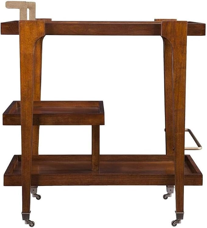 HomeStock Mid Century Modern Bar Cart - 3 Tier Rolling Serving Cart with Casters
