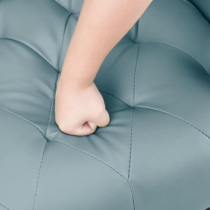 Faux Leather Accent Chair, Modern Retro Arm Chair for Living Room and Bedroom Tufted Upholstered Sofa Club Chair Comfy Armchair for Small Spaces Bedroom Office (Blue)