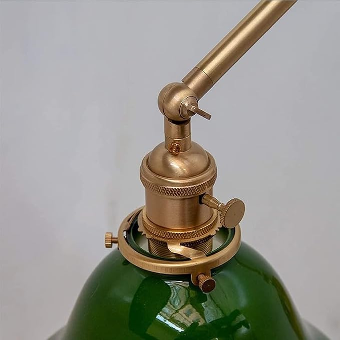 l Light Retro Style l nces Antique Brass Adjustable l Lamp Swing Arm l Light with Switch and Plug in Cord, Glass Shade E27 Reading Lamp for Indoor Bedside Bedroom ng Room (Color : W